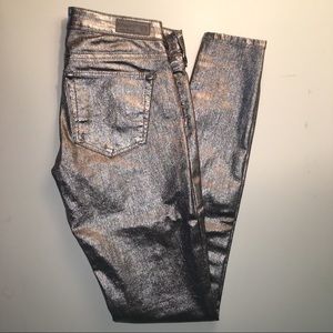 AG Adriano Goldshmied Skinny Jean Metallic Silver